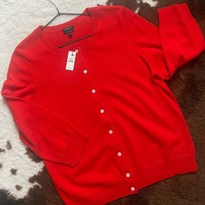 *NWT* Red Talbots 100% Pure Cashmere Red Cardigan Sweater XL
